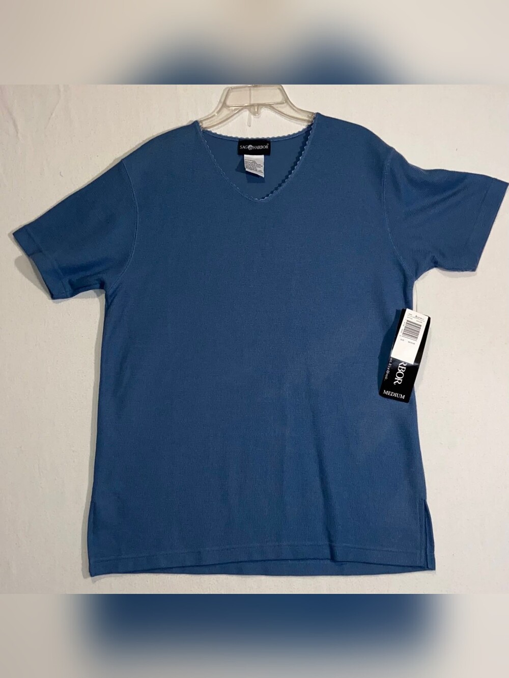 Sag Harbor Blue V-Neck Short Sleeve Tee